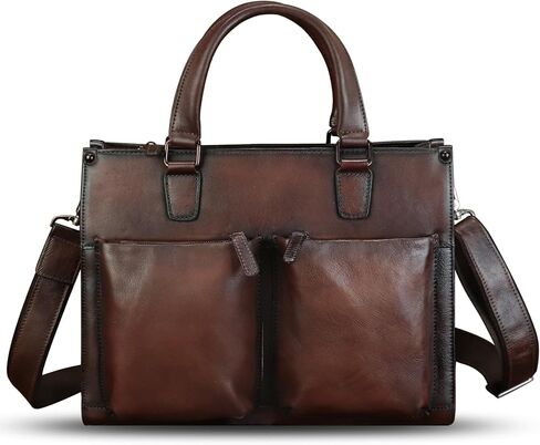 Genuine Leather Messenger Bag Briefcase for Men Vintage Real Leather Shoulder Bag Crossbody Bag Computer Laptop Bag in Kuwait