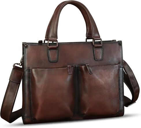 Genuine Leather Messenger Bag Briefcase for Men Vintage Real Leather Shoulder Bag Crossbody Bag Computer Laptop Bag in Kuwait