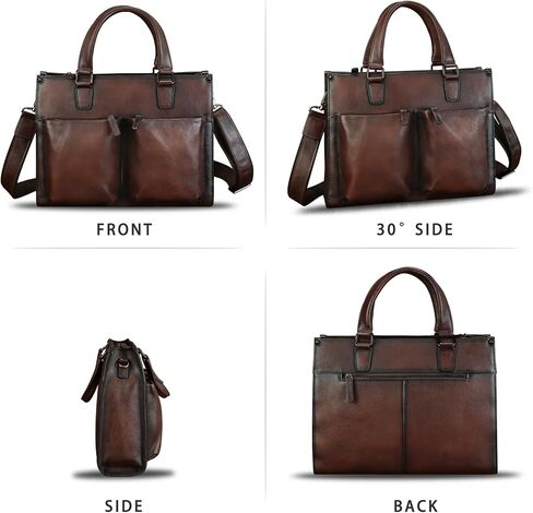 Genuine Leather Messenger Bag Briefcase for Men Vintage Real Leather Shoulder Bag Crossbody Bag Computer Laptop Bag in Kuwait