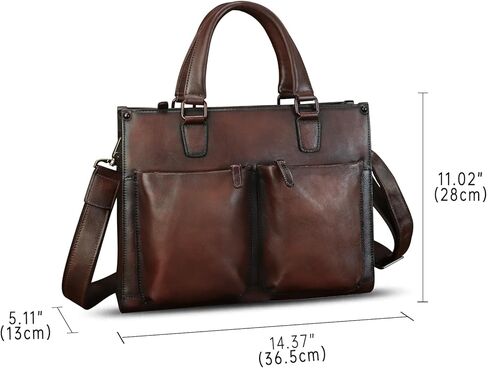 Genuine Leather Messenger Bag Briefcase for Men Vintage Real Leather Shoulder Bag Crossbody Bag Computer Laptop Bag in Kuwait