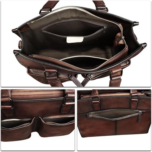 Genuine Leather Messenger Bag Briefcase for Men Vintage Real Leather Shoulder Bag Crossbody Bag Computer Laptop Bag in Kuwait