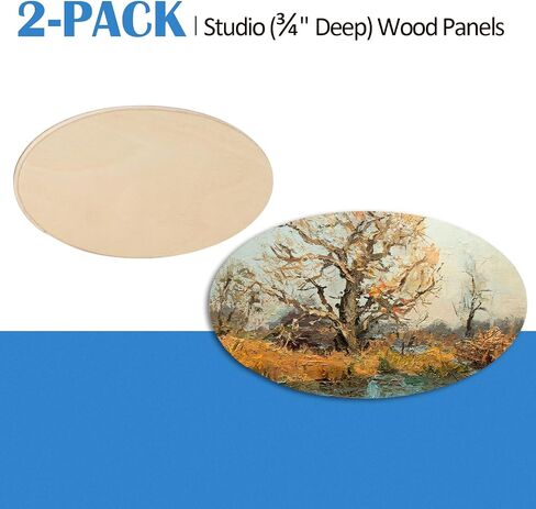 Falling in Art Unfinished Wooden Oval Panels Kit, 3/4" Deep Wood Canvas Boards for Painting, Wood Art Boards for Pouring, Art and Crafts, 8''&10.5''&13''&15.7'' in Saudi Arabia