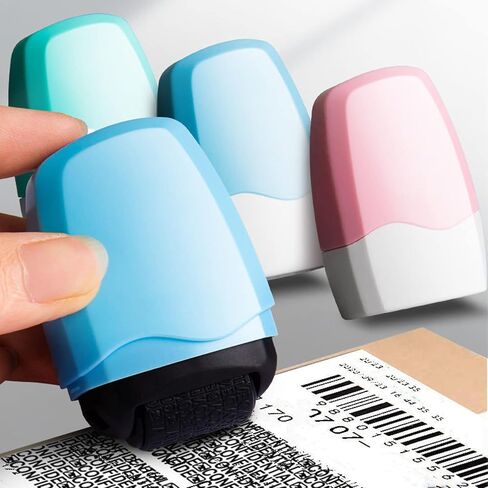 WAFJAMF ختم سرقة الهوية، قطعتين، ختم دوار للأمان ذاتي التحبير، ختم دوار للمعلومات الخاصة، مثالي لحماية الخصوصية، أخضر + وردي in Kuwait