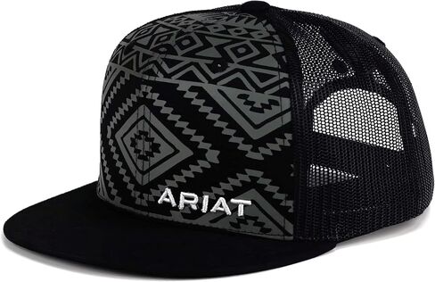 ARIAT Youth Flat Bill Cap with Aztec Pattern, Black in Saudi Arabia