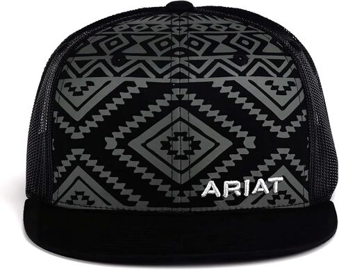 ARIAT Youth Flat Bill Cap with Aztec Pattern, Black in Saudi Arabia