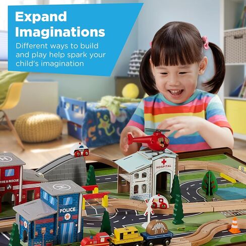Best Choice Products 35-Piece Train Table, Large Multipurpose Wooden Toy Activity Playset for Children w/Tracks, Accessories, Reversible Table Top in Saudi Arabia