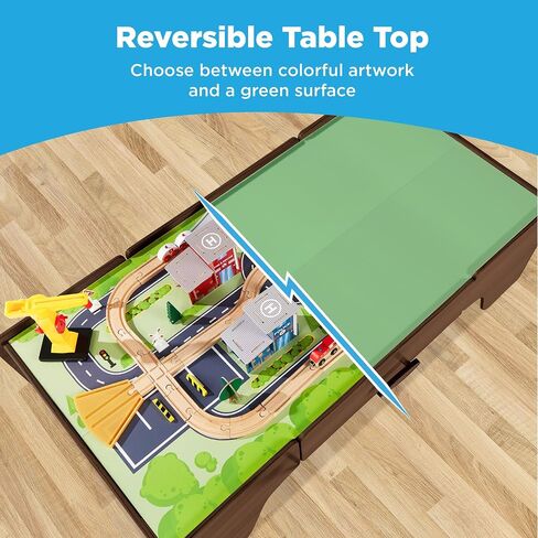 Best Choice Products 35-Piece Train Table, Large Multipurpose Wooden Toy Activity Playset for Children w/Tracks, Accessories, Reversible Table Top in Saudi Arabia