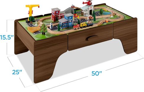 Best Choice Products 35-Piece Train Table, Large Multipurpose Wooden Toy Activity Playset for Children w/Tracks, Accessories, Reversible Table Top in Saudi Arabia