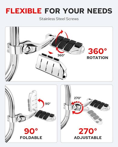 Benlari Highway Pegs,1.25" Motorcycle Highway Foot Pegs 304 Stainless Steel Long Angled Compatible With Harley Davidson Touring Street Glide Road Sportster fits 1-1/4"(32mm) Engine Guard(Chrome） in Saudi Arabia