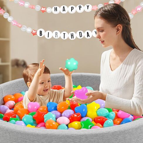 Ball Pit Balls for Toddlers,Plastic Mixed Star Toy Balls for Kids, for Baby Toddler Birthday Christmas, Ball Pool Play Tent, Baby Kiddie Pool Water Toys, Party Decoration in Kuwait