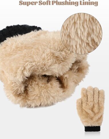 Glooarm 2 Pairs Kids Gloves Winter Thermal Wool Fleece Lined Gloves Thick Knit Gloves for Cold Weather Boys Girls 4-12 Years in Saudi Arabia