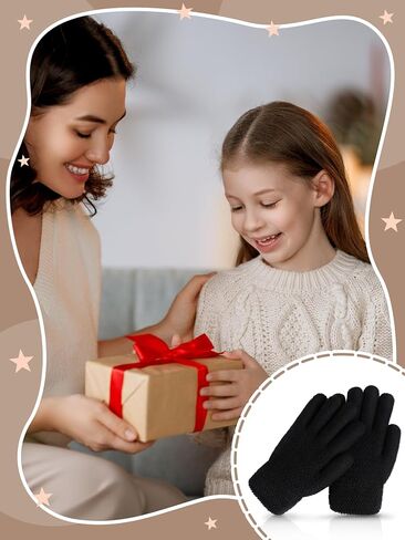 Glooarm 2 Pairs Kids Gloves Winter Thermal Wool Fleece Lined Gloves Thick Knit Gloves for Cold Weather Boys Girls 4-12 Years in Saudi Arabia