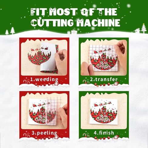 فينيل لاصق دائم لعيد الميلاد - 12 ورقة مقاس 12 * 10 بوصة نمط الفهد فينيل ذاتي اللصق مقاوم للماء فينيل دائم للأكواب فينيل متوافق مع Sillhoutte Cameo وCricut in Kuwait