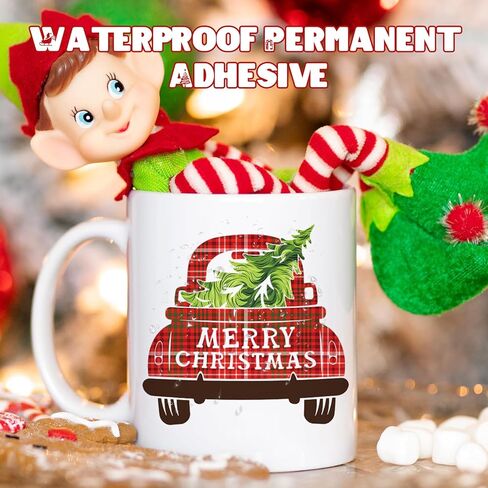 فينيل لاصق دائم لعيد الميلاد - 12 ورقة مقاس 12 * 10 بوصة نمط الفهد فينيل ذاتي اللصق مقاوم للماء فينيل دائم للأكواب فينيل متوافق مع Sillhoutte Cameo وCricut in Kuwait