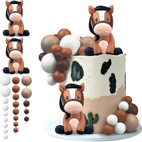 Cowboy Cake Decorations Cowboy Hat and Boot Cake Toppers Western Cowboy Cowgirl Birthday Baby Shower for Western Theme Party Favors Supplies (Brown) in Kuwait