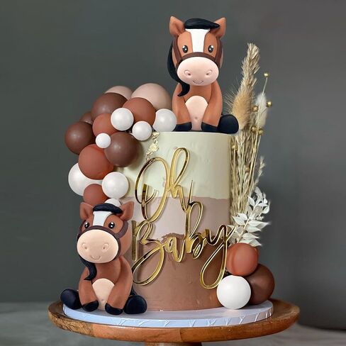 Cowboy Cake Decorations Cowboy Hat and Boot Cake Toppers Western Cowboy Cowgirl Birthday Baby Shower for Western Theme Party Favors Supplies (Brown) in Kuwait