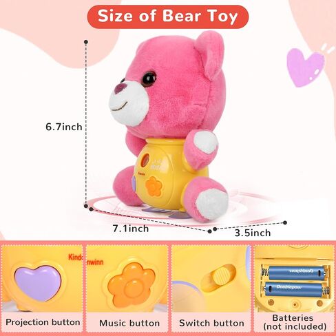Plush Bear Toy with Star Projection and Music - Cute Bear Toy with Night Sky Images in 6 Colors + Gradient, Stuffed Animal Bear Toy Gift for 2+ Kids, Toddlers, Girls in Saudi Arabia