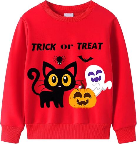 Kids Halloween Sweatshirt Toddler Boys Girls Pumpkin Face Long Sleeve Jumper Sweater Shirt 1-7T in Saudi Arabia