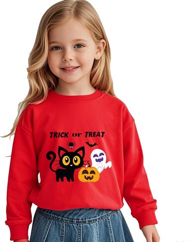 Kids Halloween Sweatshirt Toddler Boys Girls Pumpkin Face Long Sleeve Jumper Sweater Shirt 1-7T in Saudi Arabia