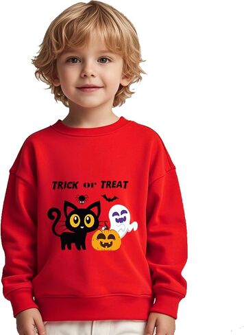 Kids Halloween Sweatshirt Toddler Boys Girls Pumpkin Face Long Sleeve Jumper Sweater Shirt 1-7T in Saudi Arabia