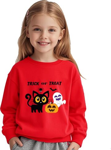 Kids Halloween Sweatshirt Toddler Boys Girls Pumpkin Face Long Sleeve Jumper Sweater Shirt 1-7T in Saudi Arabia