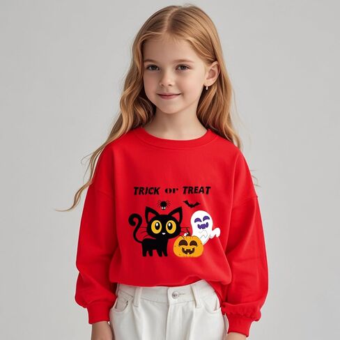 Kids Halloween Sweatshirt Toddler Boys Girls Pumpkin Face Long Sleeve Jumper Sweater Shirt 1-7T in Saudi Arabia