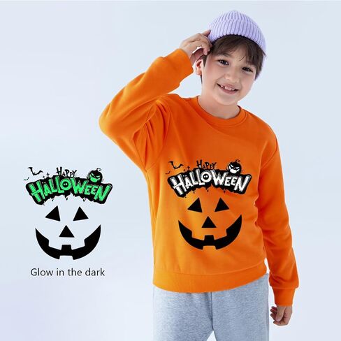 Kids Halloween Sweatshirt Toddler Boys Girls Pumpkin Face Long Sleeve Jumper Sweater Shirt 1-7T in Saudi Arabia