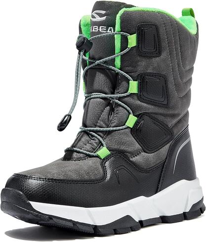 HOBIBEAR Kids Snow Boots Boys Girls Mid Calf Waterproof Warm Faux Fur Lined Insulated Winter Shoes(Toddler/Little Kid/Big Kid) in Saudi Arabia