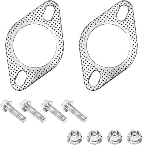 2 PCS Car Exhaust Gasket, 2.5 Inch 2-Bolt Exhaust Pipe Flange Gasket Replacement with 4 Screws, High Temp Exhaust Gasket for Headers Turbo Catback Axleback, Car Accessories in Kuwait