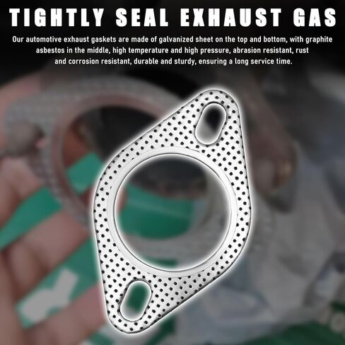 2 PCS Car Exhaust Gasket, 2.5 Inch 2-Bolt Exhaust Pipe Flange Gasket Replacement with 4 Screws, High Temp Exhaust Gasket for Headers Turbo Catback Axleback, Car Accessories in Kuwait