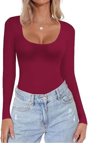 قمصان ملابس داخلية حرارية برقبة واسعة للسيدات مكونة من قطعتين بلايز بأكمام طويلة وقصة ضيقة وطبقة أساسية BS1 in Kuwait