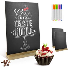 Mini Chalkboard Signs with Stand and Pens 3 Pieces Tabletop Standing Chalk Board Sign for Food Small