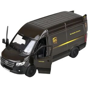 Diecast Pull Back UPS Delivery Van (2 Pack) (5") with Pullback Motion - Compatible with Mercedes-Benz Sprinter UPS Edition Delivery Van 1:48 Scale (Two UPS Trucks)