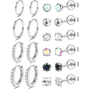 YADOCA Hypoallergenic Surgical Steel Earrings Sets for Multiple Piercing - Small Stud Earrings For Women Men - Stainless Steel Earrings Studs Hoop Earrings for Sensitive Ears Silver Gold Tone 10pairs