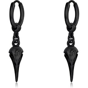 Viking Earrings for Men 925 Sterling Silver Viking Raven Earrings Celtic Knot Norse Viking Huggie Hoop Earrings Punk Rock Earrings Jewelry for Men Women