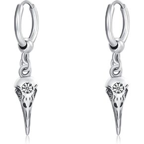 Viking Earrings for Men 925 Sterling Silver Viking Raven Earrings Celtic Knot Norse Viking Huggie Hoop Earrings Punk Rock Earrings Jewelry for Men Women