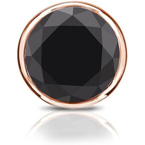 14k Gold Bezel-set Round Black Diamond Men SINGLE STUD Earring (1/4-2 ct, Black) Push-Back