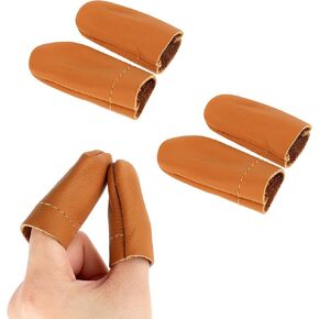3 Pairs Leather Finger Guards, Hand Sewing Finger Protector Tools Leather Thimble for Hand Quilting Needle Felting Knitting Leather Gloves for Hand Craft Sewing Embroidery Needlework (Yellow)