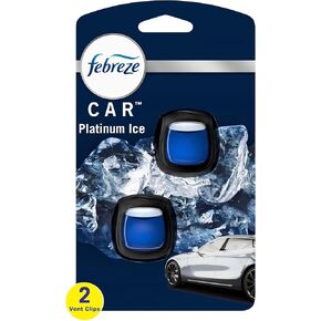 Febreze Car Air Freshener Vent Clip Platinum Ice Scent, .07 oz. Car Vent Clip, 2 Count