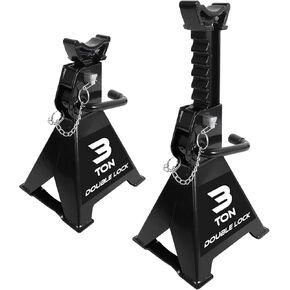 Torin AT43005AB-1 Steel Heavy Duty Jack Stands, Double Locking Pins Car Lift Jack, 3 Ton (6,000 lb.) Capacity, Black, 2 Pack