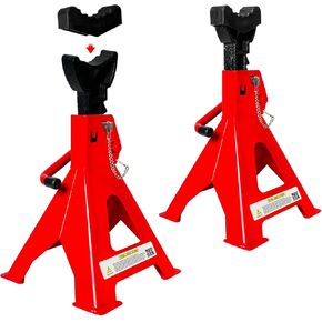 Jack Stands 3 Ton (6,600 LBs), 11.22"-16.54" Adjustable with Double Pin Locking for Reinforced Safety. Jack Stands Car Lift with Extra Rubber Pads for Home Garage,Lifting car 1 Pair Red