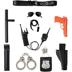 Dress-Up-America Police Accessories for Kids – Includes Handcuffs, Badge and More, Durable Plastic Construction, Police Force Halloween Accessories for Kids - Ultimate All-in-One Role Play Set