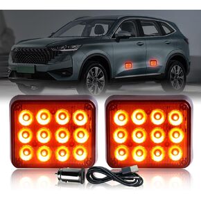 2PCS Square LED Trailer Light, Wireless Battery Trailer Lights Magnetic Trailer Lights Rechargeable Strobe Lights Led Stop Brake Turn Tail Light for Trailer Trucks Camper Boat RV 12-24V