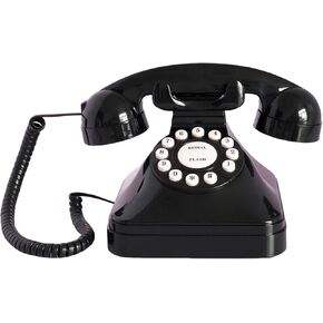 Retro Landline Home Phone,TelPal Corded Old Fashion Desk Phone, Basic Pink Decorative Analog Telephone Set, Senior Phone for Home/Office/Hotel… (Black)