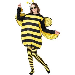Max Fun Halloween Bee Costume for Adults Bumble Bee Dress Up Cosplay Accessories for Women