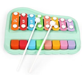 Baby Piano Xylophone for Toddlers 2-3, 2 in 1 Baby Piano Xylophone Musical Instruments with 8 Multicolored Key Scales Keyboard Baby Piano Toy for Kids Girls Boys (Green)
