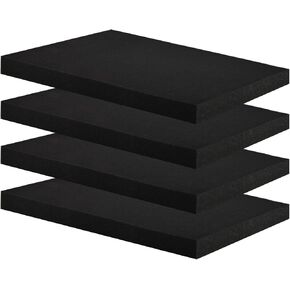 Crafjie 4 Pcs Packing Foam Sheets 16 x 12 x 1 Inch Polyurethane Foam Sheet, Cuttable Foam Inserts Tool Box Cushioning, Camera, Crafts, Black