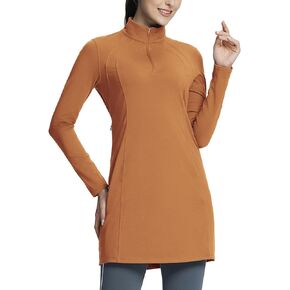 BALEAF Women's Fleece Dress Sweatshirt Winter Dress Tunic Long Warm Quarter Zip Up Pullover Jackets with Pocket Outdoor