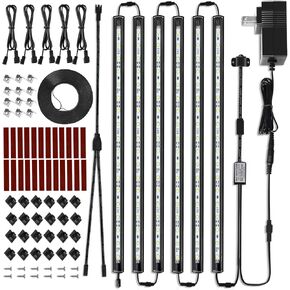 Litever LED Safe Light Kit. Human Motion Sensor Activated. 6 Slim LED Light Bars. Linkable Extendable Plug-in for Gun Safe, Locker, Closet, Showcase, in-Cabinet Under Counter Pantry. Daylight 5000K