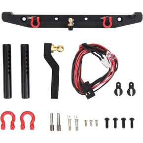 VBESTLIFE RC Crawler Bumper, RC Crawler Metal Rear Bumper, with LED Lights, Fits for -4 SCX10II 90046 Car Part